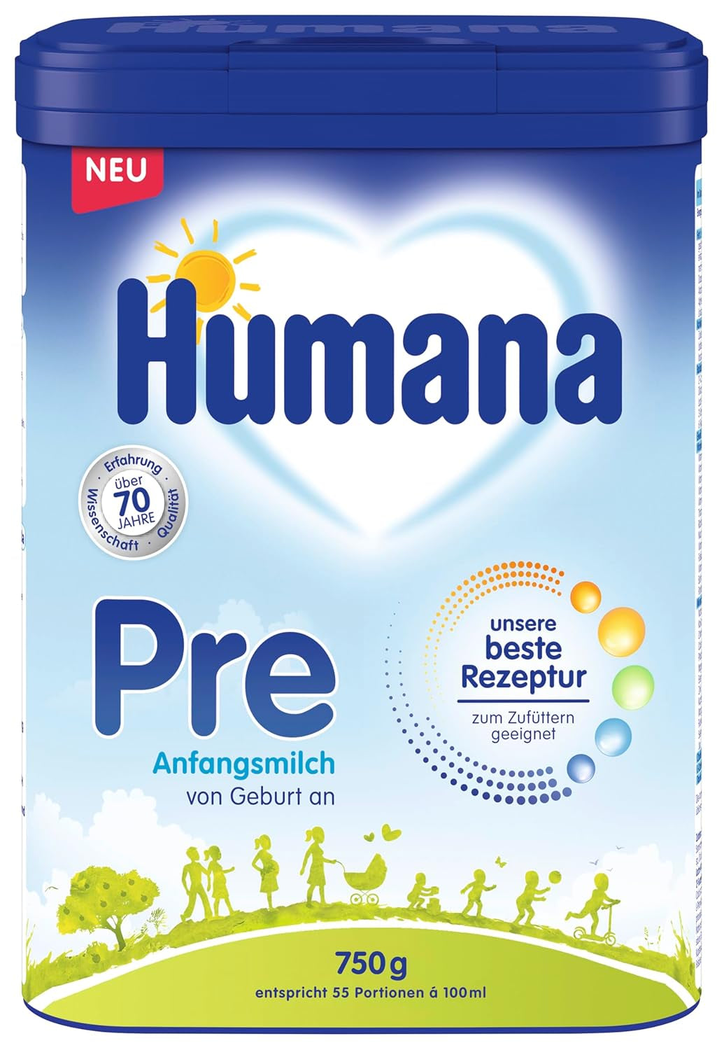 Formula Humana Pre Infant 750g - Paket - Mjölk för spädbarn från födseln - Formel för spädbarn som ersättning eller tillägg för bröstmjölk - Mat för spädbarn