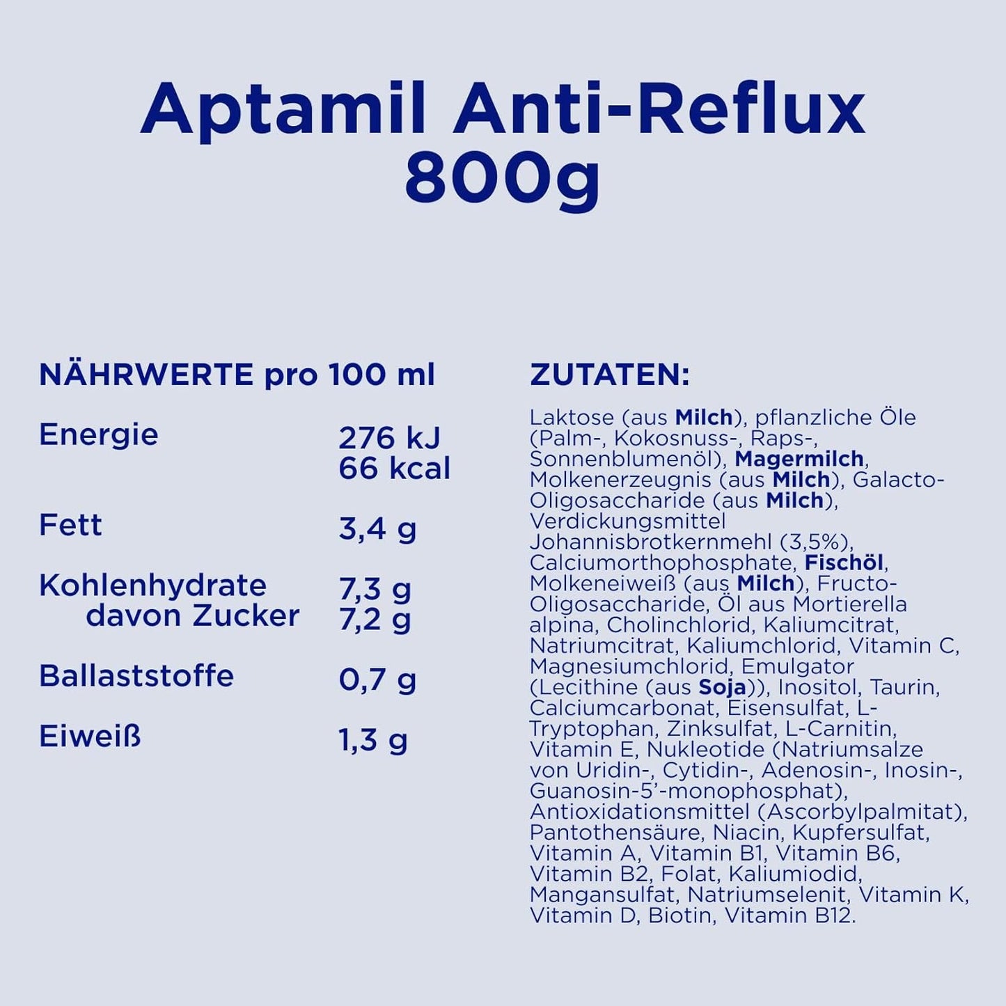Aptamil Anti-Reflux - Komplett formel från födseln Kosthantering Kräkningar & uppstötningar Babymat Mjölkpulver 1 x 800g