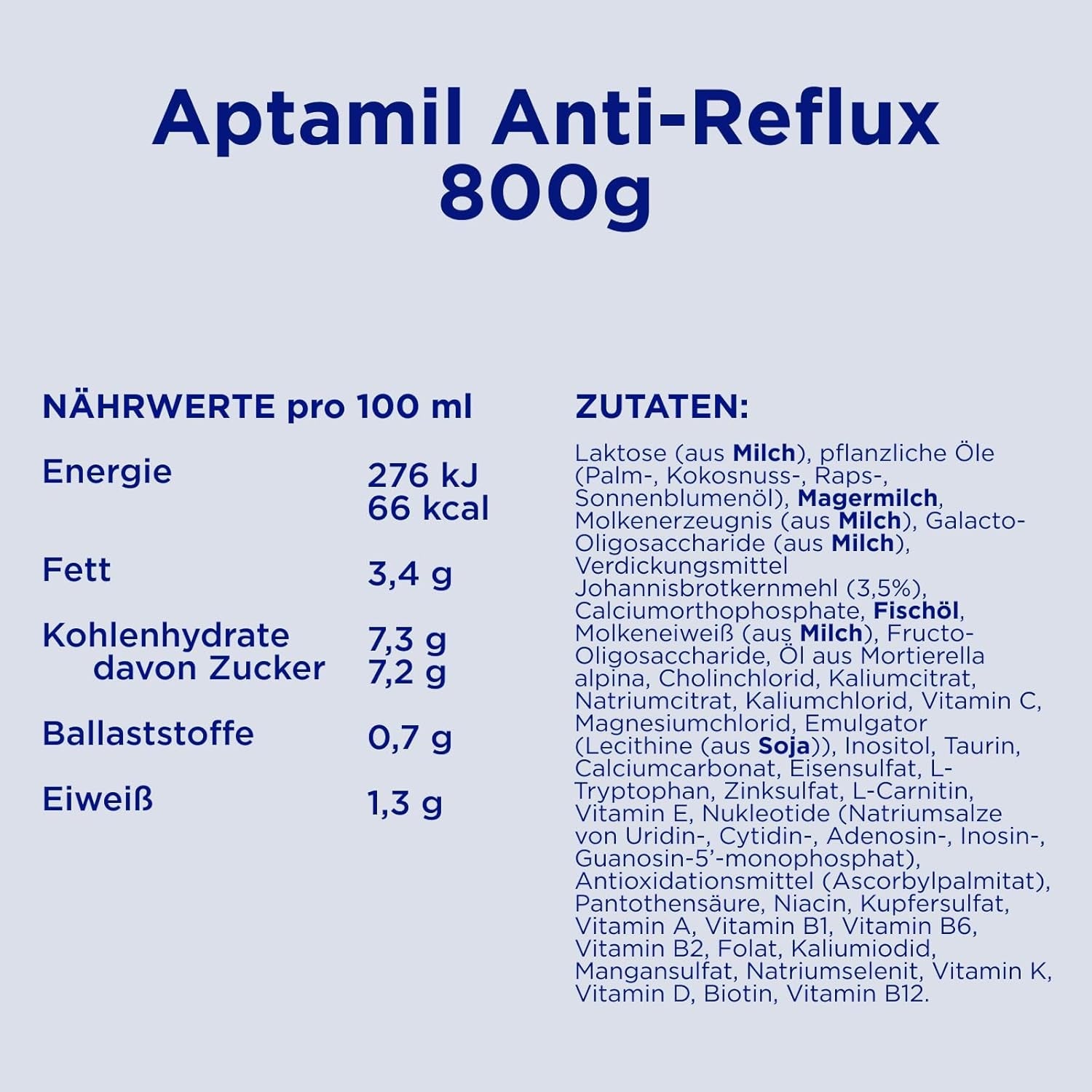 Aptamil Anti-Reflux - Komplett formel från födseln Kosthantering Kräkningar & uppstötningar Babymat Mjölkpulver 1 x 800g