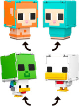 Mattel Minecraft Flippin' Figs får och kyckling 2-pack med 2-i-1 lekfigurer, stora huvuden och pixeldesign HXK17 Actionfigurer Naty Shop