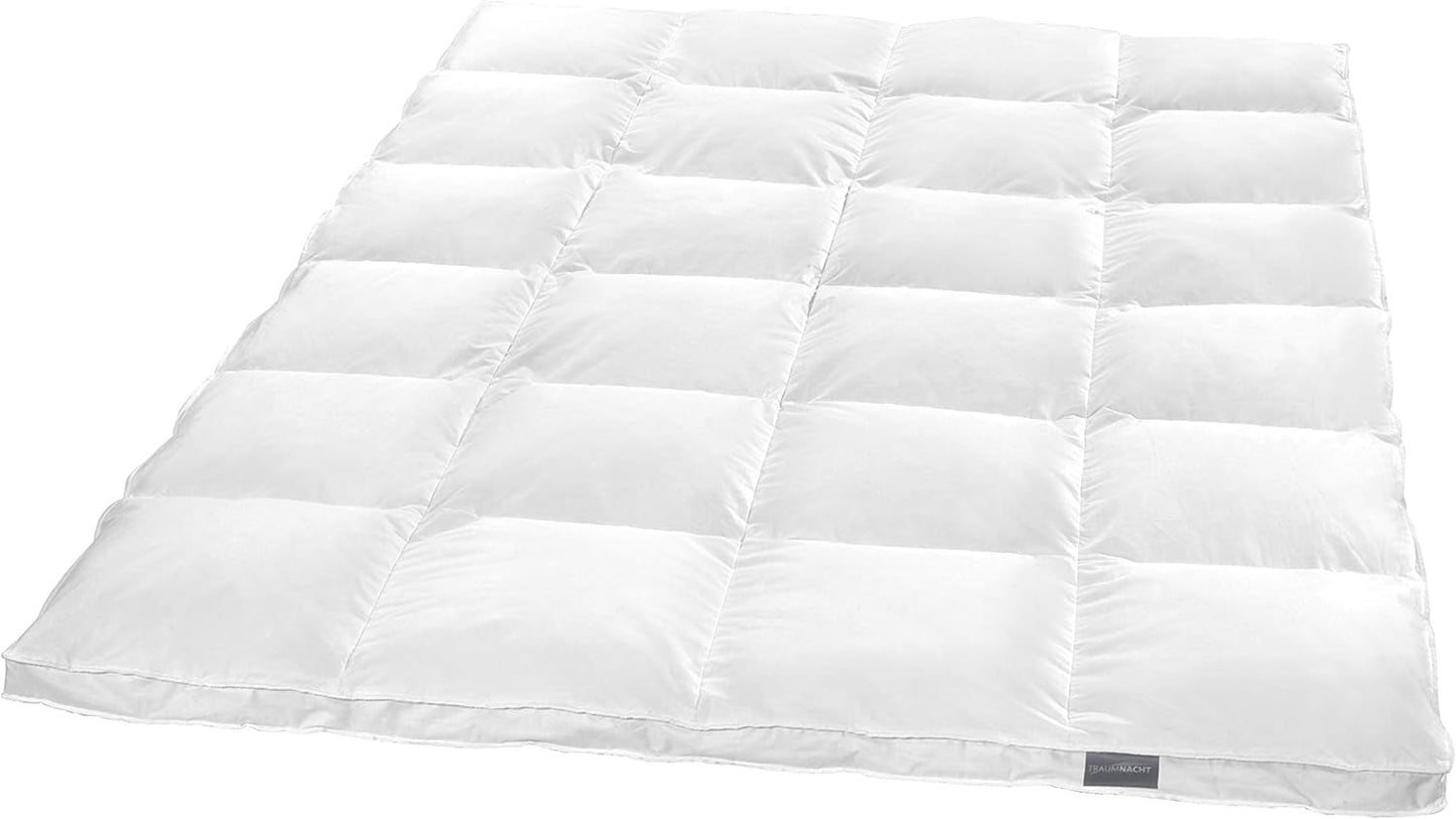 Traumnacht Basic Lätt duntäcke med nytt vitt dun (60%) och fjädrar (40%), DIN EN 12934, 135 X 200 Cm, Down Pass och Oeko-Tex certifierat, tillverkat enligt tysk kvalitetsstandard Täcken och täcken Naty Shop 60 procent dun / 40 procent fjädrar Väldigt varmt vintertäcke 2 2