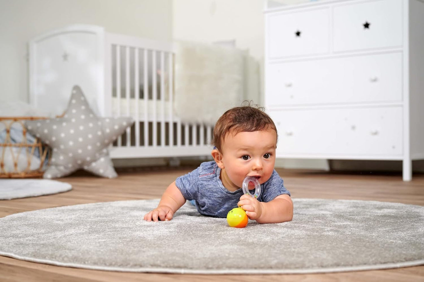 Simba 104010060 - Rattle ABC tänds, lyser vid skakning, 14cm, leksak för bebisar, skallra för bebisar, första utrustning, från 3 månader, gul Jucarii Bebe Naty Shop