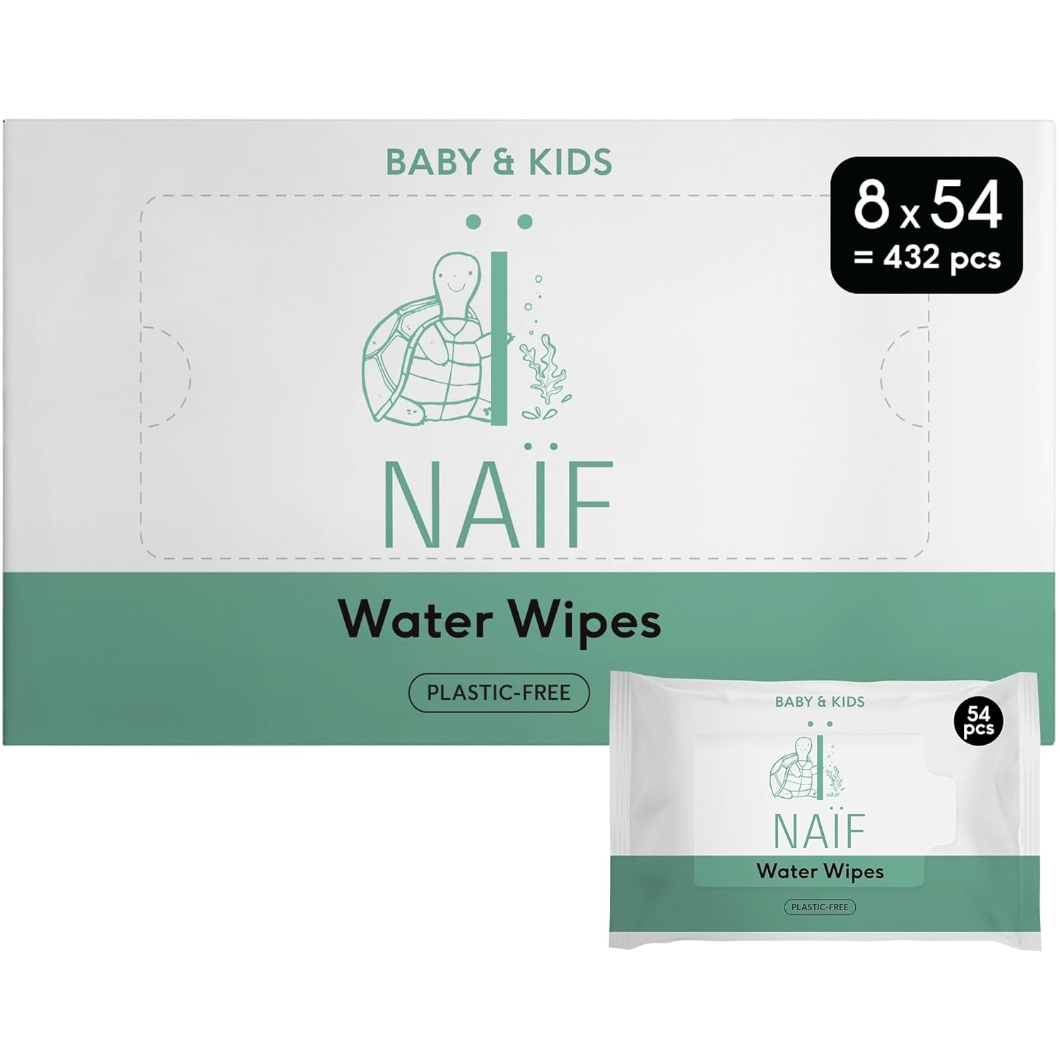 Naïf plastfria babyservetter 54 stycken (1 förpackning x 54 stycken) - för barnets botten, kropp och ansikte - naturliga ingredienser