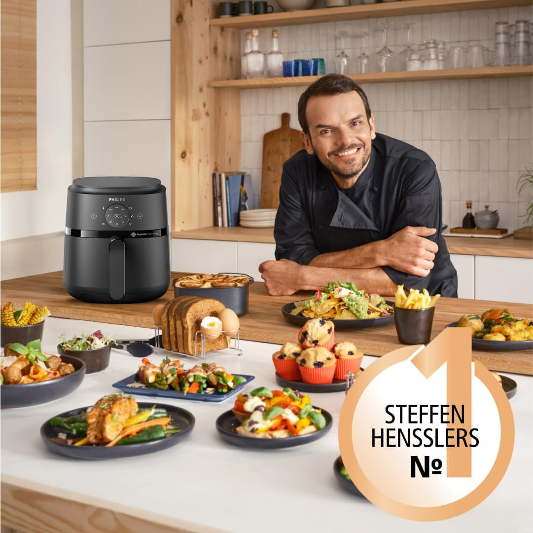 Philips Airfryer 2000 series 4,2L - Digital pekskärm, 13 matlagningsalternativ, 9 förinställda funktioner, Upp till 90 % mindre fett med Rapidair-teknik, effekt 1500W Vitvaror Naty Shop