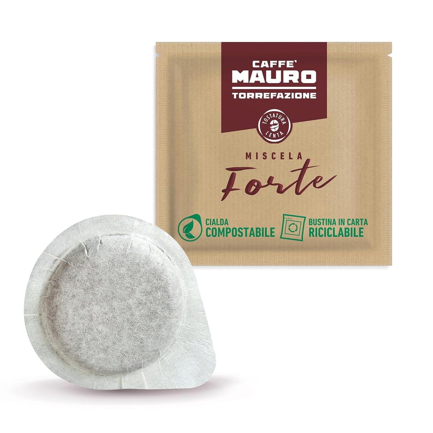 Caffè Mauro Torrefazione Kaffee Komposterbara Pods, Recyclebar Verpackung, Original Mischung - 100 stück - Intensität 10/10 - Kompatibel med ESE System Papier Pads 44 mm