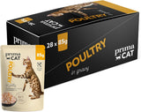 PrimaCat - Klassiskt våtfoder för katter, smak av fågel i sås, 28 x 85 g