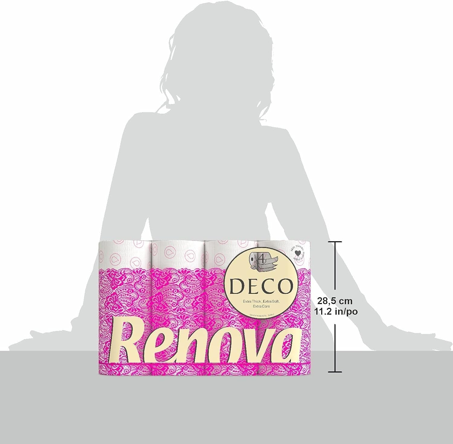 Toalettpapper Renova 4 lager vit dekorerad doftande - 12 rullar rulle Blanco Decorado Perfumado