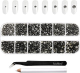 Beadsland 2500st Glas Nailart Strasssteine ​​​​Kristall Flatback Edelsteine ​​​​Runde, ​​Für Handwerk Gemischt 8 Größen SS4 ~ SS30 Mit Picking Pinzette Und Stift (Kristall Weiss)