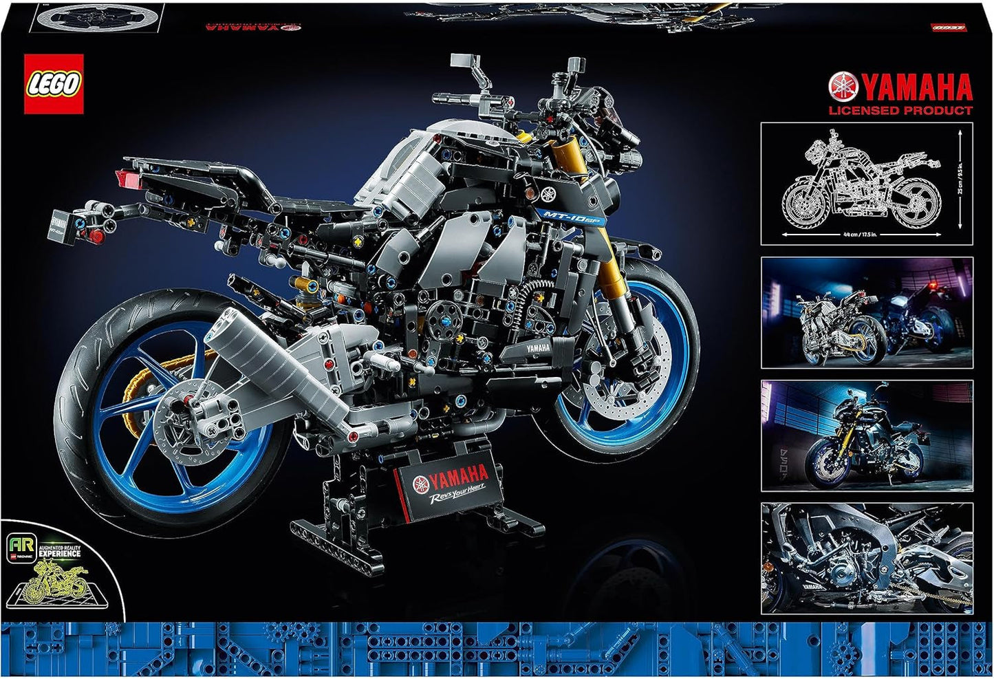 LEGO 42159 Technic Yamaha MT-10 SP Motorcykelmodellsats för vuxna, Autentisk 4-cylindrig motorfordonsmodell, Funktionell styrning och Ar-app, Present för män och kvinnor Byggsatser Besuche den LEGO-Store