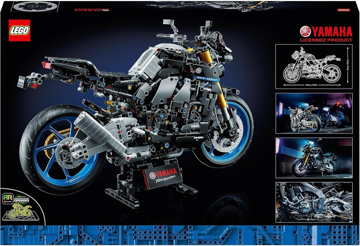 LEGO 42159 Technic Yamaha MT-10 SP Motorcykelmodellsats för vuxna, Autentisk 4-cylindrig motorfordonsmodell, Funktionell styrning och Ar-app, Present för män och kvinnor Byggsatser Besuche den LEGO-Store