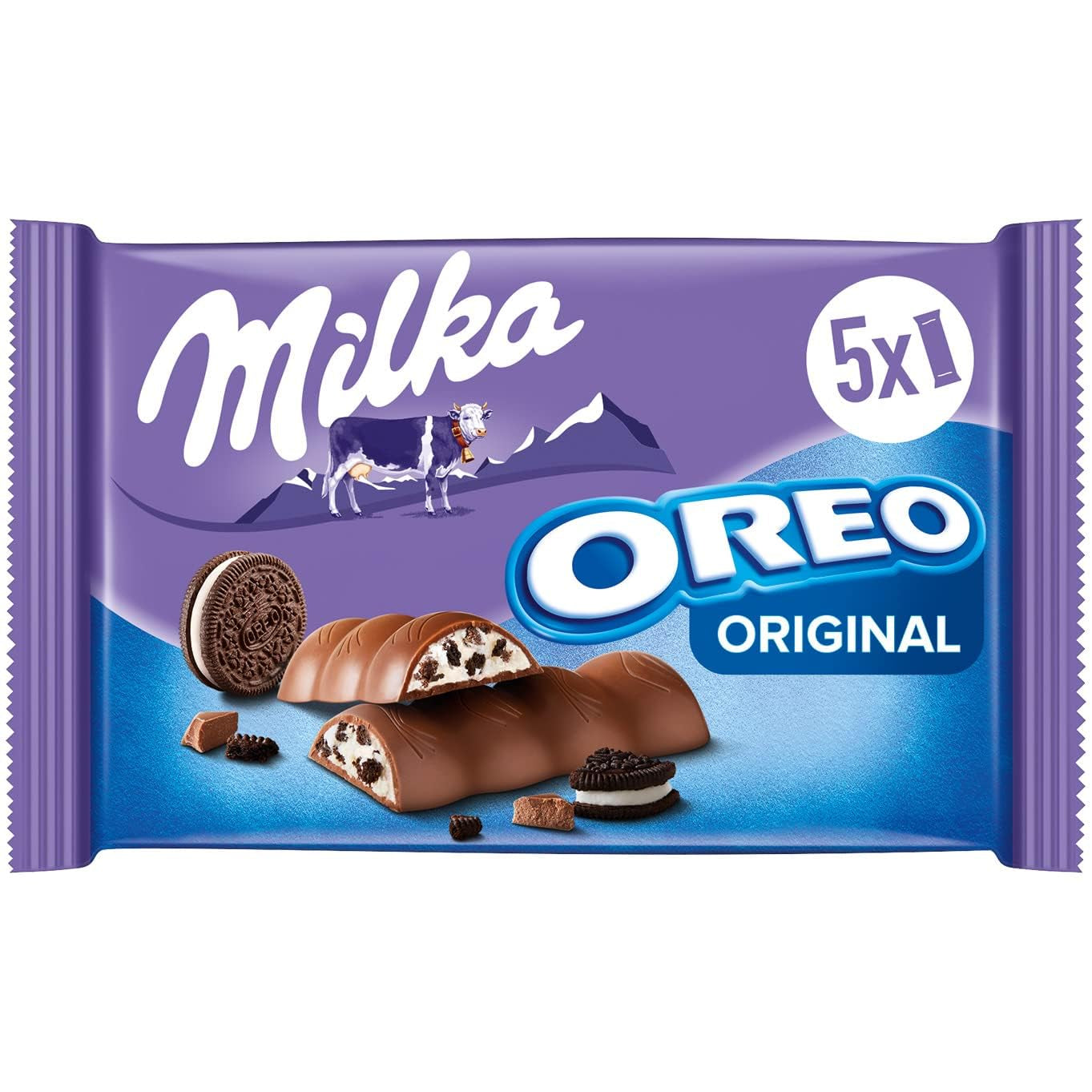 Milka & OREO bars – alpin mjölkchoklad med knapriga bitar av OREO kex i mjölkgrädde – 13 x 185g