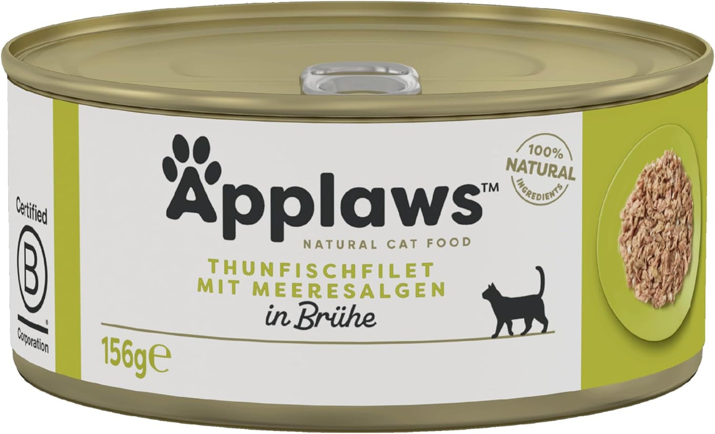Applaws 100% naturlig Premium-Nassfutter för Katzen, Thunfischfilet med Algen i Brühe - Packung med 24 x 156g Dosen