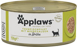 Applaws 100% naturlig Premium-Nassfutter för Katzen, Thunfischfilet med Algen i Brühe - Packung med 24 x 156g Dosen