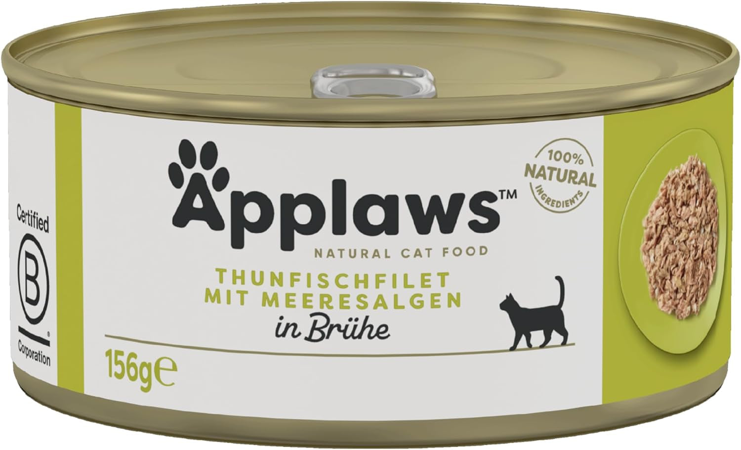 Applaws 100% naturlig Premium-Nassfutter för Katzen, Thunfischfilet med Algen i Brühe - Packung med 24 x 156g Dosen
