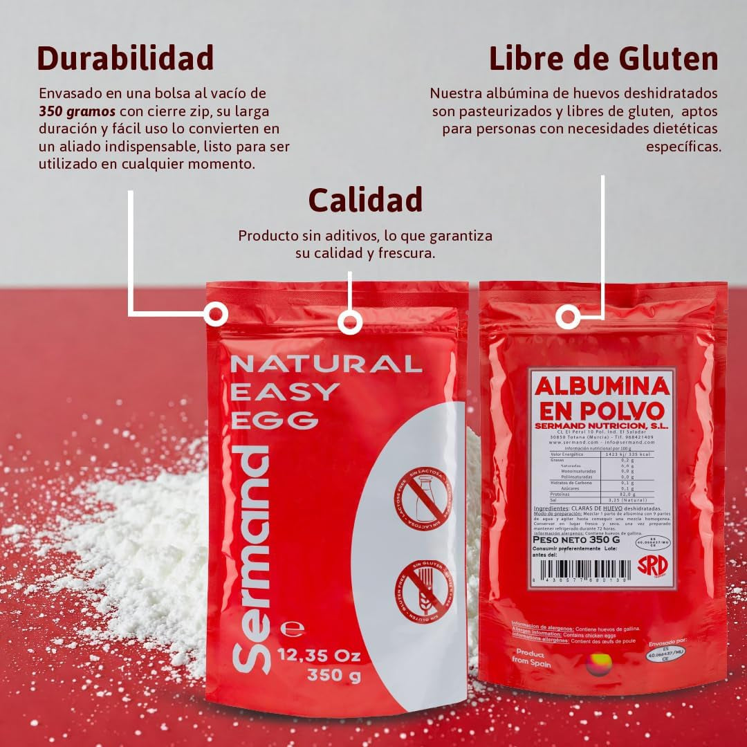 Eiklarpulver (350g) | Getrocknetes Eiklar Pulver | Eialbumin für Backen & Kochen | Ohne Zusatztoffe | Laktosfri Zip-Bag-förpackning
