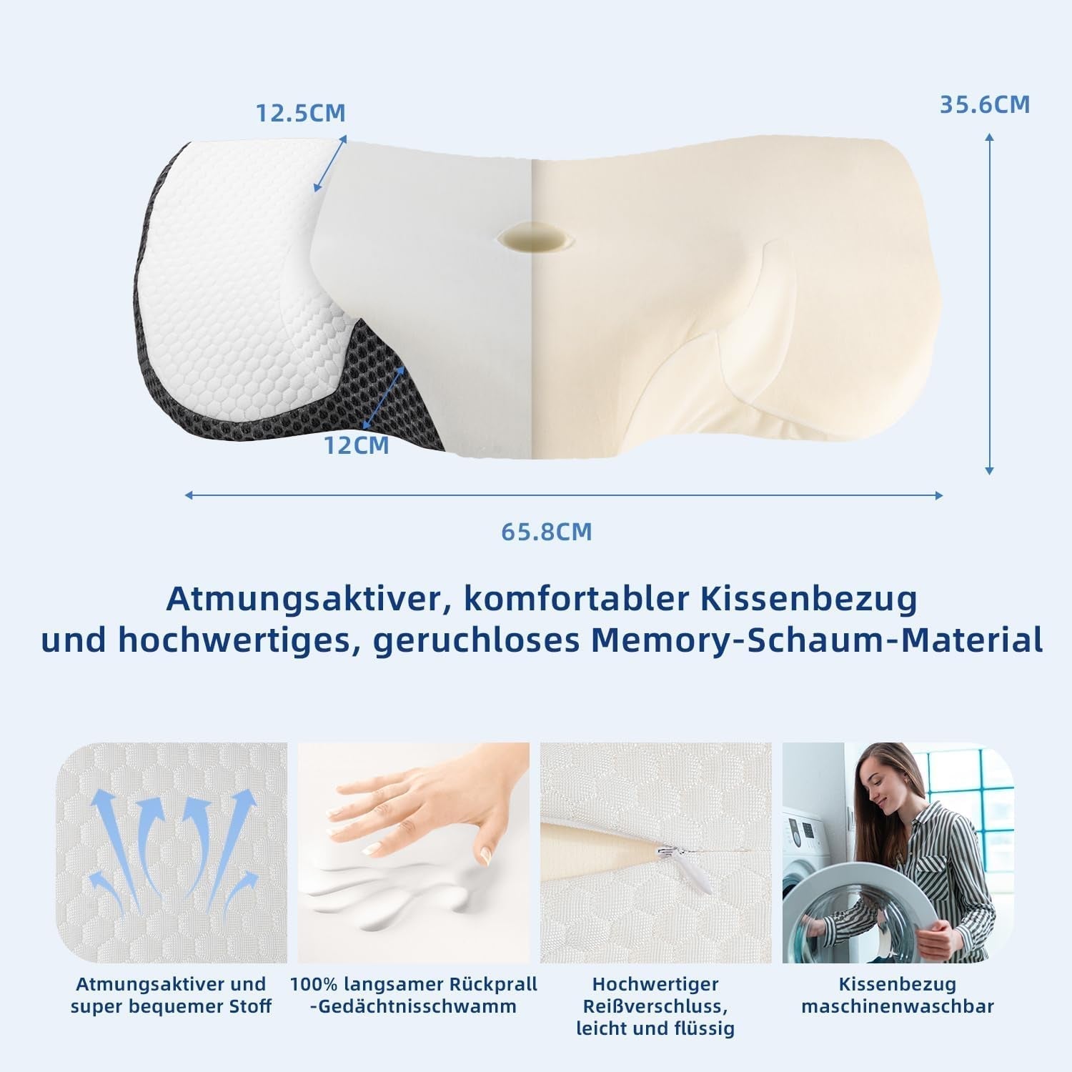 IDEA Nackvärkskudde Ortopedisk kudde Tillverkad av Memory Foam Kudde Ergonomisk nackkudde för optimalt stöd Anti-snarkningskudde för sido, rygg och mage Sovcervikala ortopediska kuddar Naty Shop