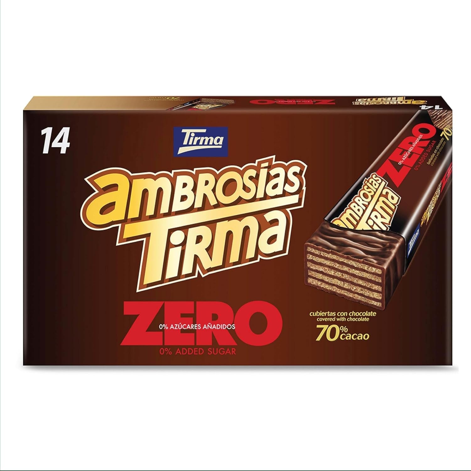 Våfflor med mörk choklad Tirma 70% kakao | Inget tillsatt socker | Lämplig för keto-dieter | Lågkolhydrat | För diabetiker Chokladwafers Multi Pack | 3 stycken | 64,5 g