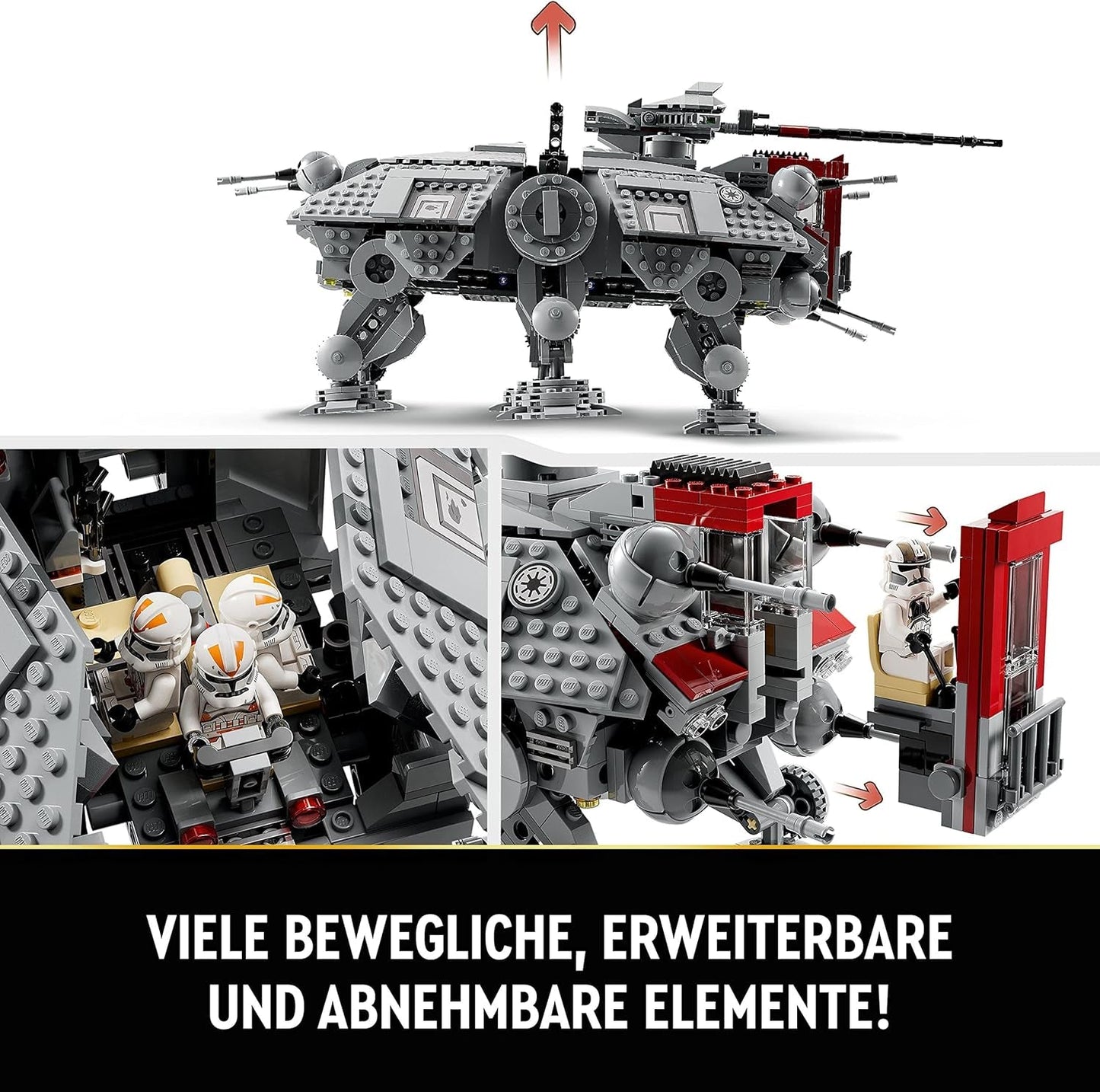 LEGO Star Wars At-Te Walker Mobilleksaksmodell Minifigur Set Inkluderar 3 Clone Troopers, Battle Droider och Dwarf Spider Droid 75337 Byggset Besuche den LEGO-Store
