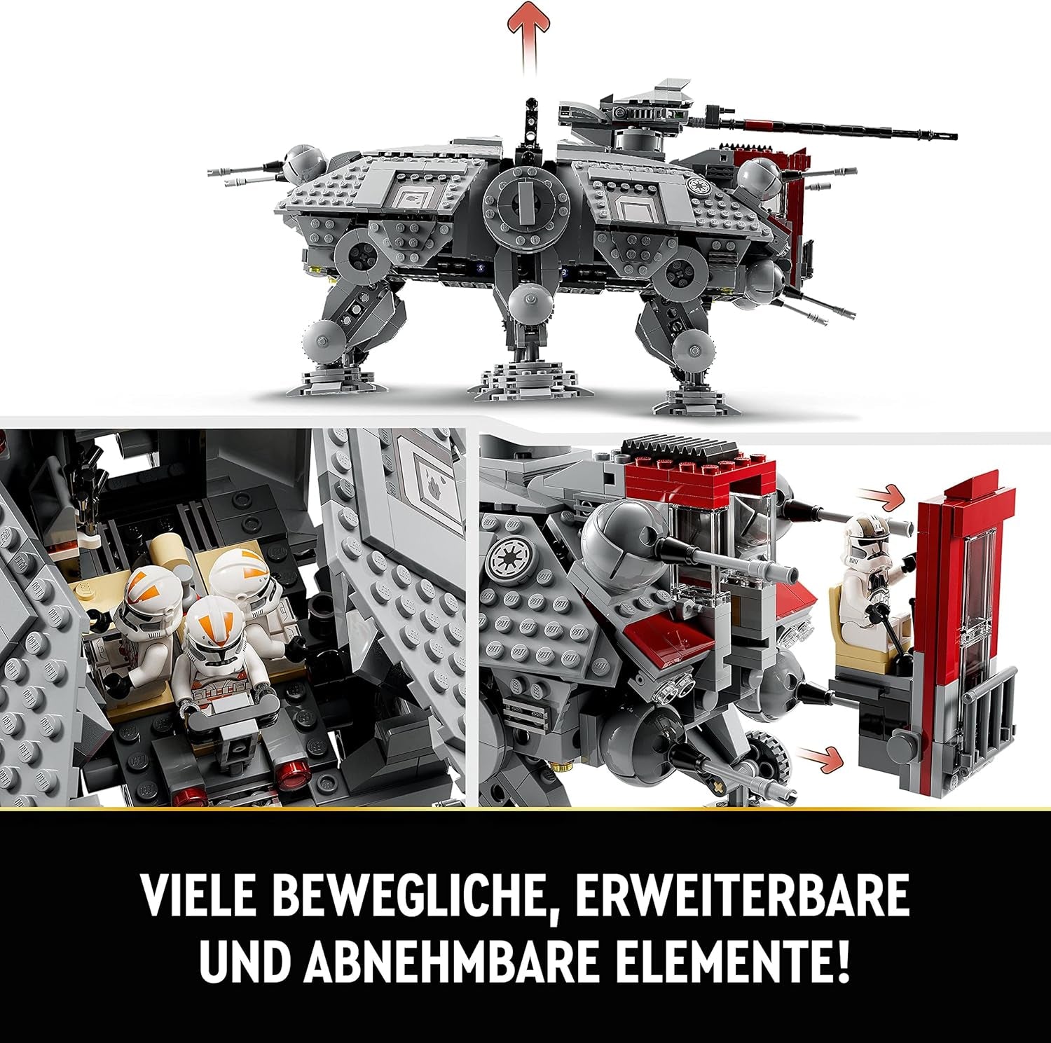 LEGO Star Wars At-Te Walker Mobilleksaksmodell Minifigur Set Inkluderar 3 Clone Troopers, Battle Droider och Dwarf Spider Droid 75337 Byggset Besuche den LEGO-Store
