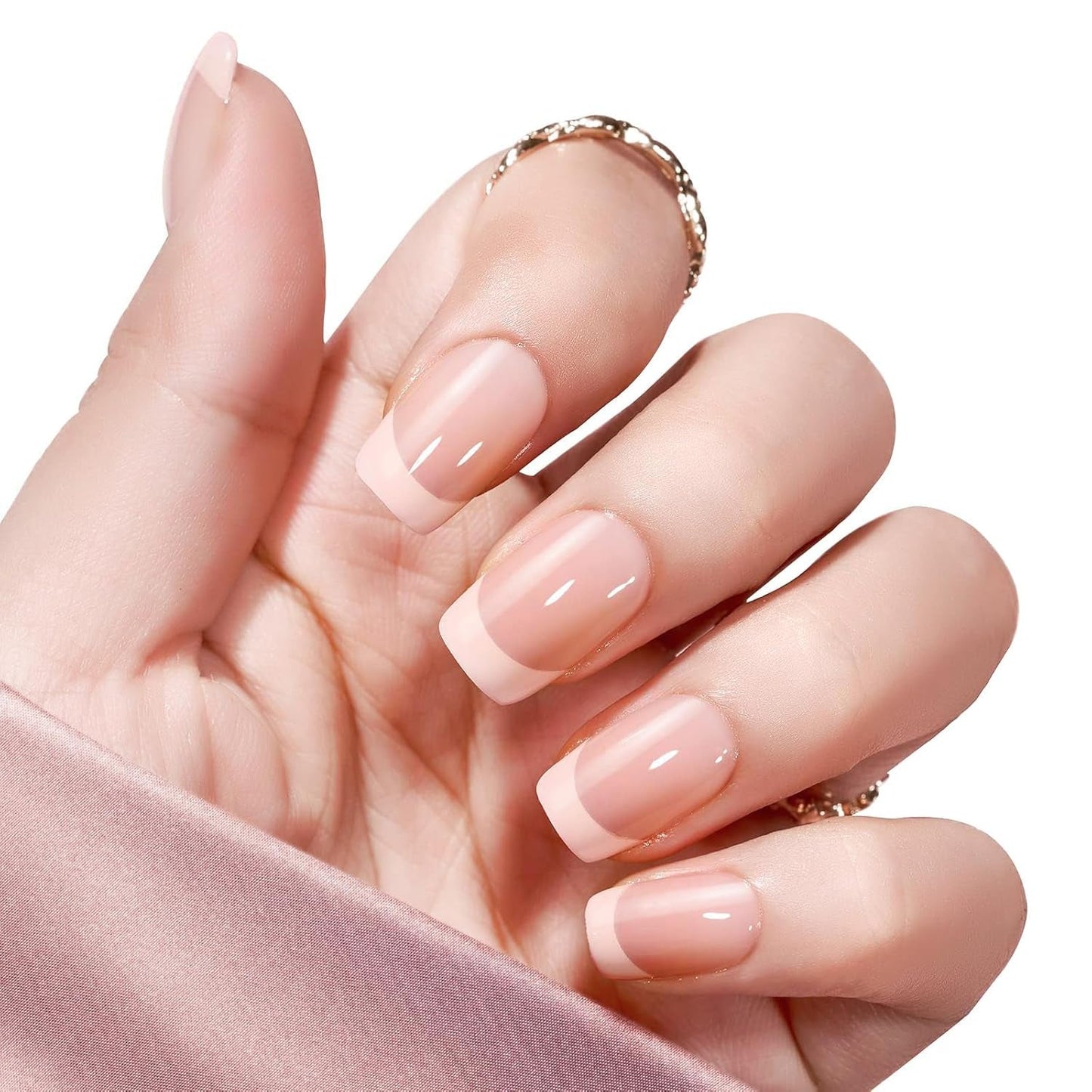 360 stycken franska konstgjorda naglar Medium rektangel falska naglar med falska nagelfilar Naturliga tips DIY Press On för damer och kvinnor
