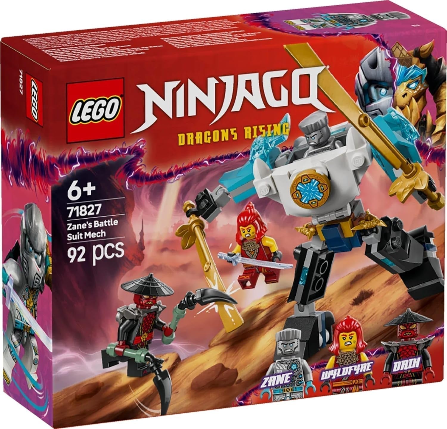 LEGO NINJAGO Zanes Action Mech - Ninja leksak med 3 minifigurer för rollspel - Litet set att bygga och leka för barn - Presentidé för pojkar och flickor från 6 år 71827 Byggset Besuche den LEGO-Store