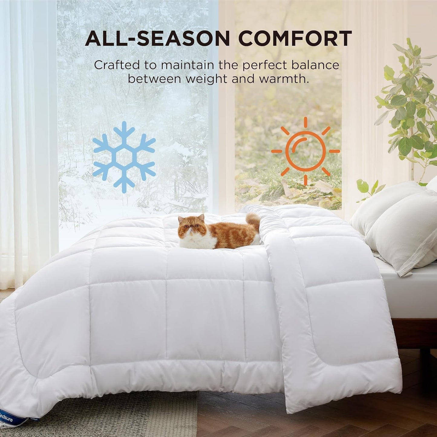 BEDSURE Quiltat täcke Hel/Drottning (88" X 88") Vita täcken och täcken Naty Shop