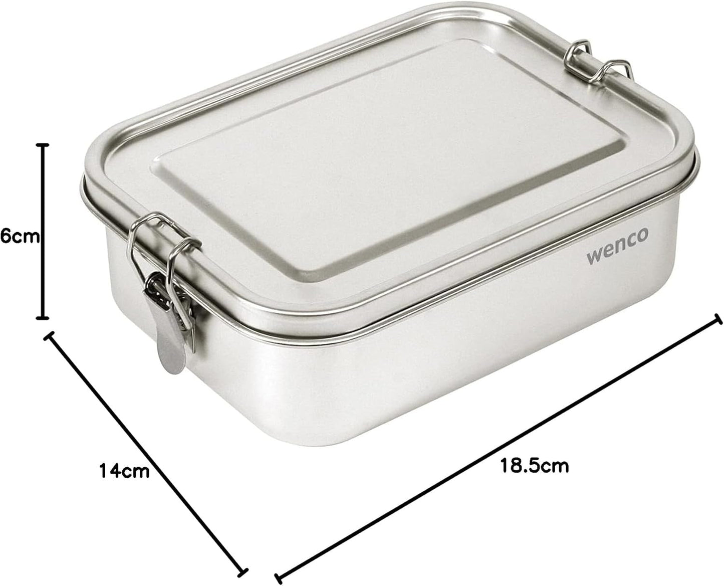 Wenco Lunchbox i rostfritt stål 2 fack Stor kapacitet 850ml Lunchbox Vattentät Diskmaskin Säker inklusive ersättningssilikonring 18,5 x 14 x 5,5 cm Silver (2-pack) Matförvaringslådor Naty Shop