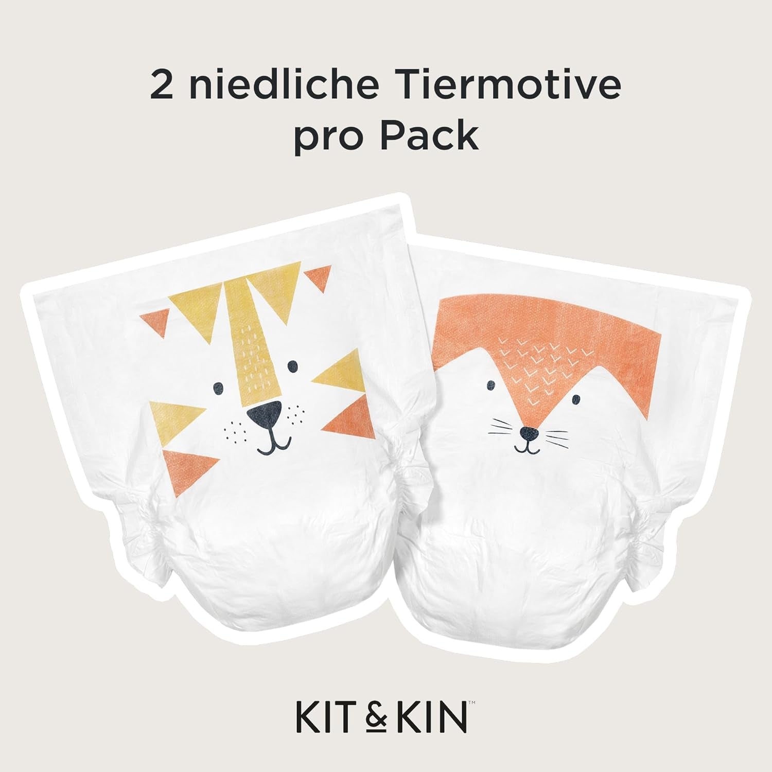 Kit & Kin Premium blöjor, storlek 4 (9-14 kg), 128 antal, växtbaserade och allergivänliga, tillförlitligt läckskydd, vegan och grymhetsfri