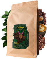 Santos | Kaffebönor 2500g - 100% Arabica från Brasilien | för espresso, cappuccino eller starkt filtrerat kaffe | Omni Roast | Klassiskt kaffe - den perfekta introduktionen till specialkaffe