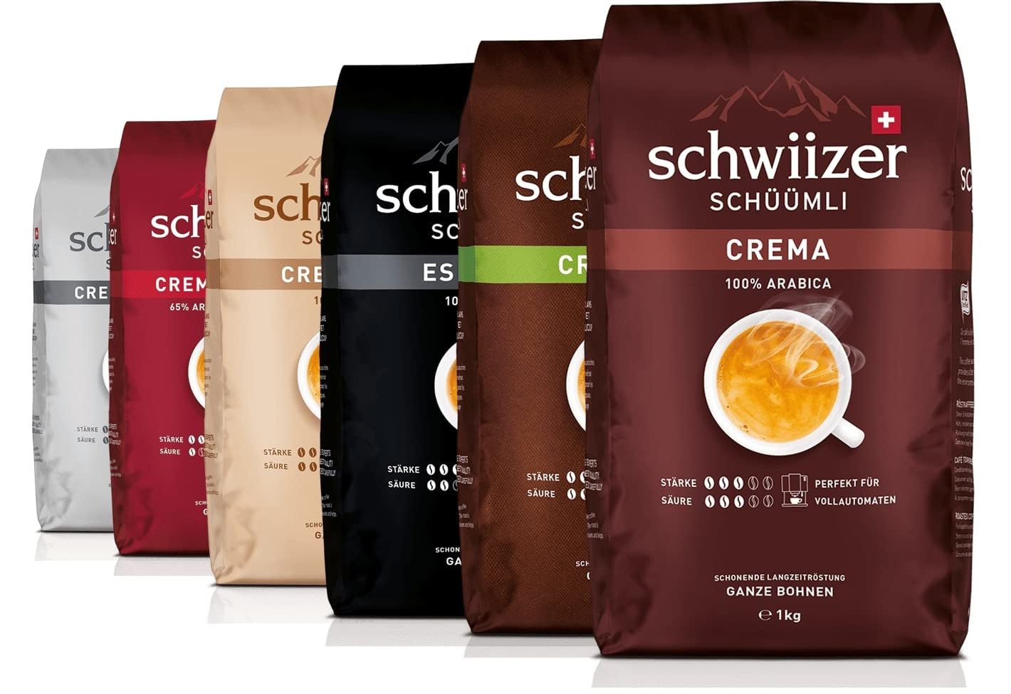Schwiizer Schüümli Intenso, kapsel, malet kaffe 1 kg - Intensitet 4/5 - UTZ-certifikat (paket med 4)