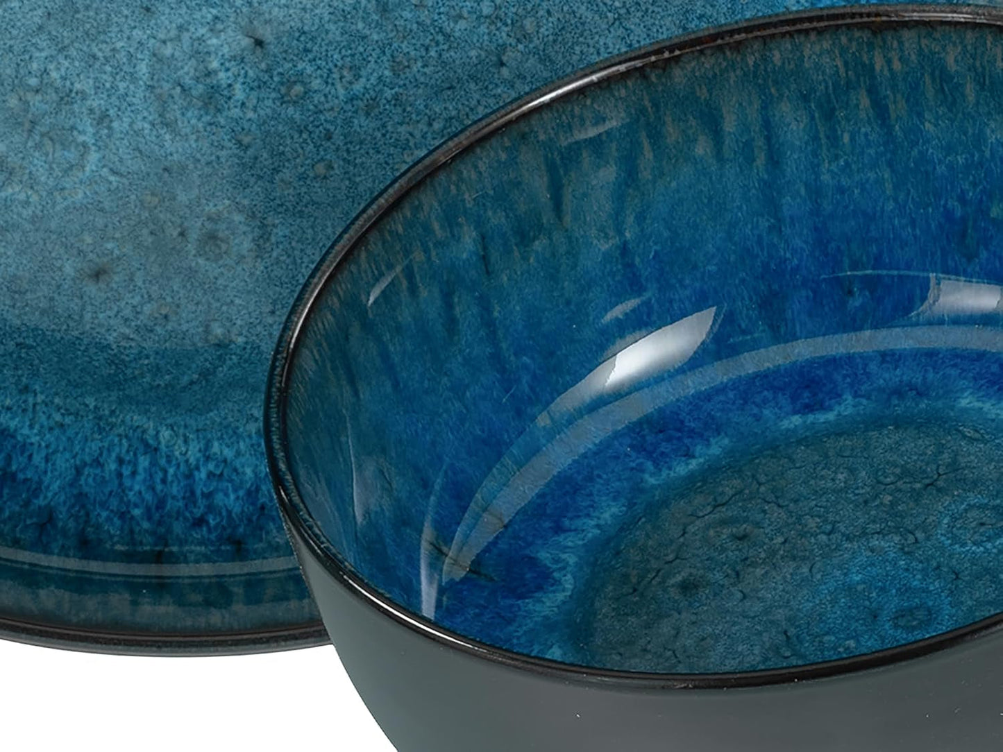 CreaTable, 20149, Nordic Fjord Blue Series, 16-delat servisset för 4, kombinerad porslinsservice, diskmaskin och mikrovågssäker, kvalitetstillverkning