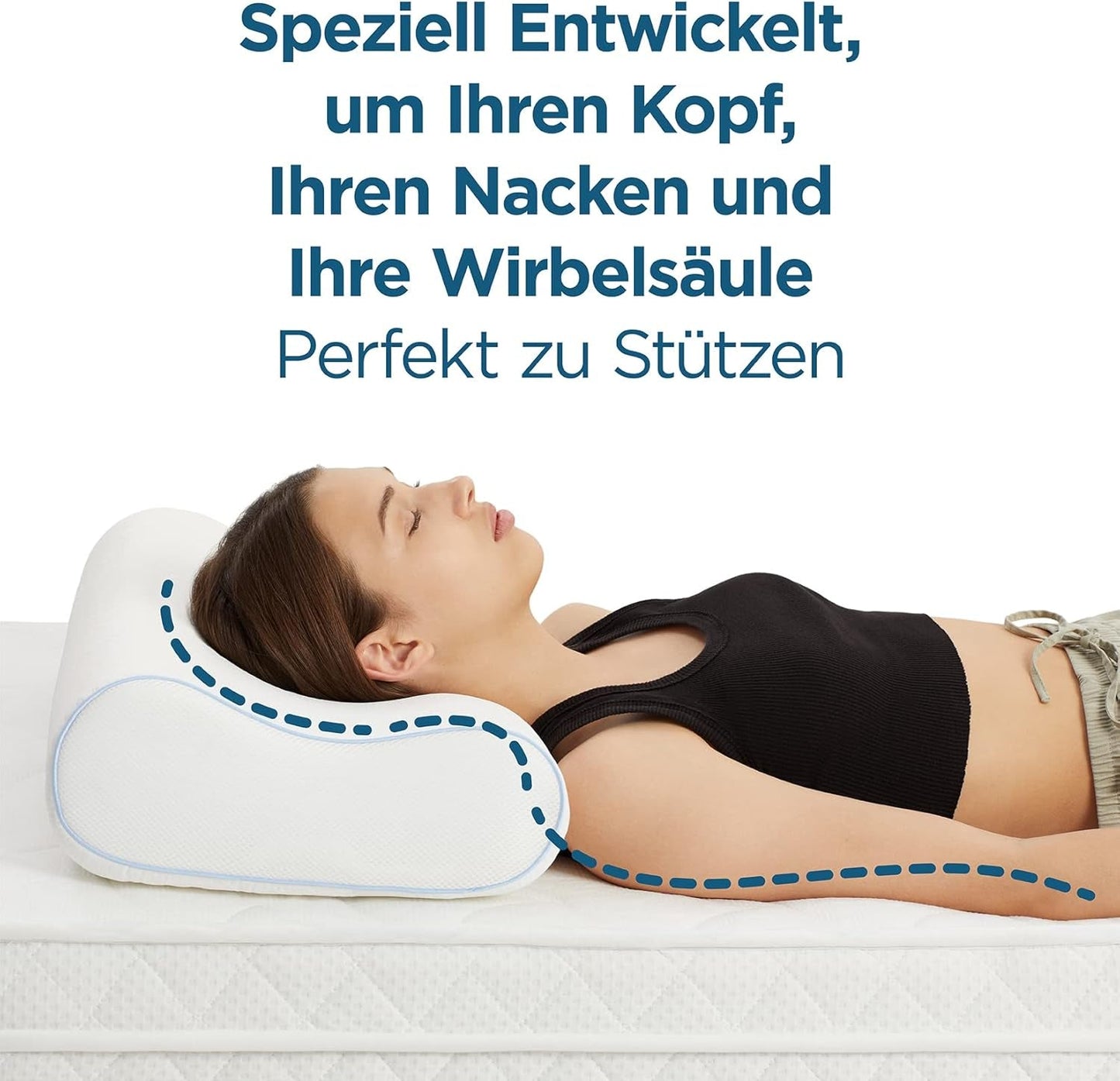 ORTHOVERSE ortopedisk kudde - nackstödskudde, sovkudde, kudde, kudde med memory foam, kudde, nackvärkskudde - justerbar i höjdled, aloe vera-överdrag, medicinsk hjälp Naty Shop Cervical Ortopediska kuddar