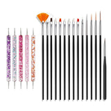 Nail Art Pinsel Set, 20st Nageldesign Malerei Pinsel, Professionelle Nail Art Design Pinsel, Nail Fine Liner Pinsel, Rosa
