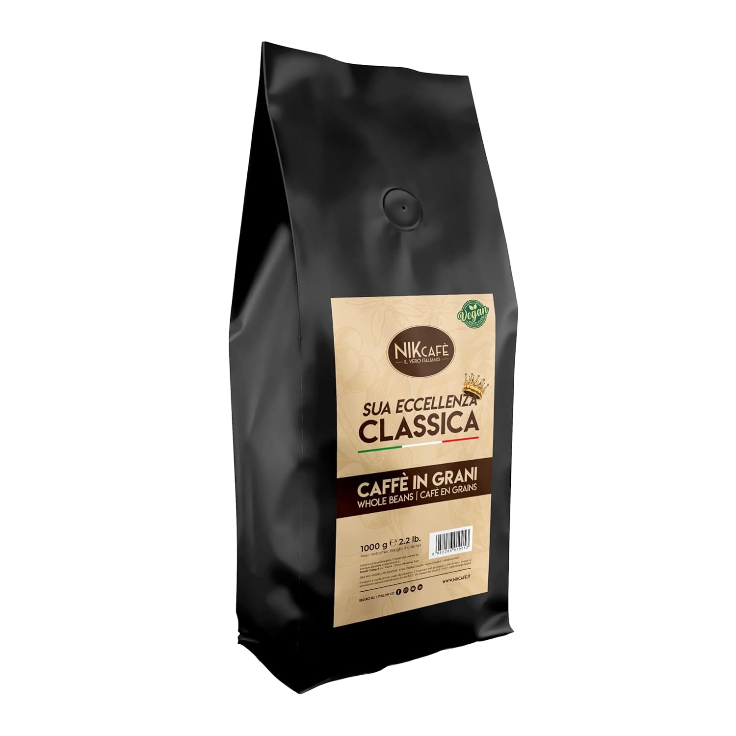 NIK CAFE' – Classico-blandning – rostade kaffebönor. Hans excellens, den robuste. 100% robust