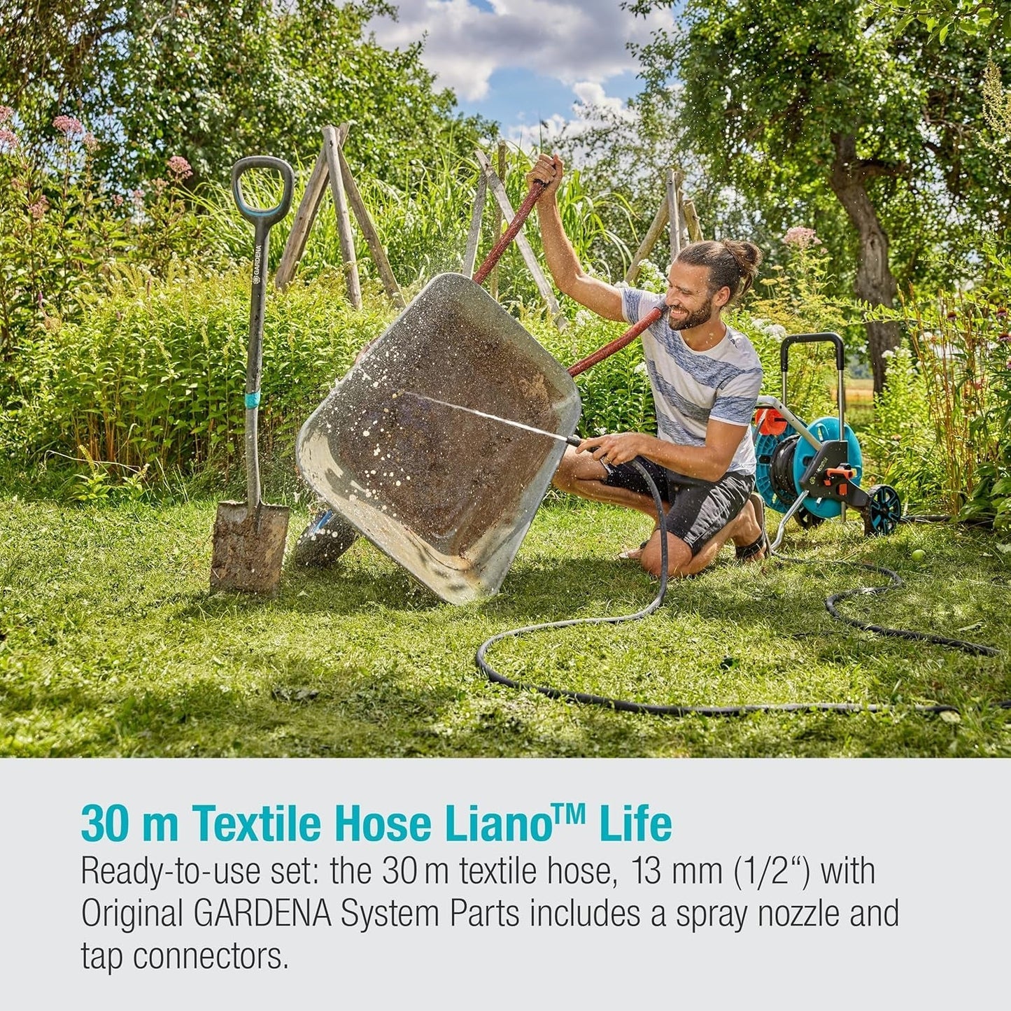 Gardena Liano Life 1/2 tum textilslang, set 30m: Extremt flexibel textil trädgårdsslang med PVC innerslang, knäckfri, lätt, väderbeständig (18457-20)