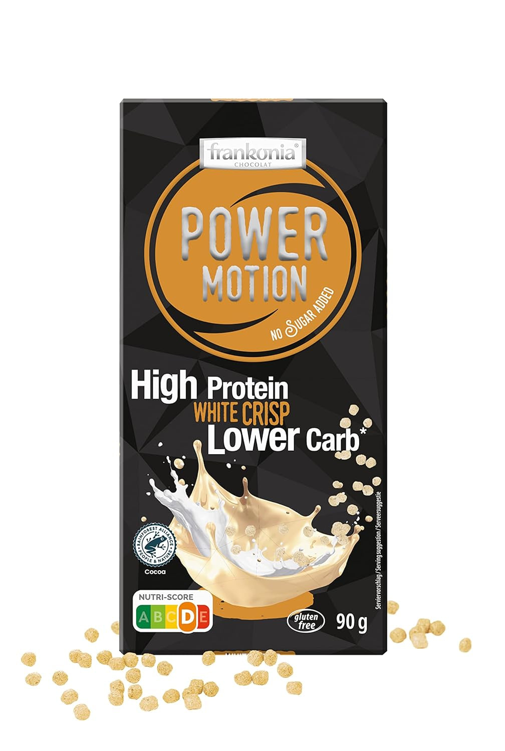 frankonia CHOCOLAT POWER MOTION utan tillsatt socker - Krisig vit choklad med högt protein- och låg kolhydrathalt, 90 g