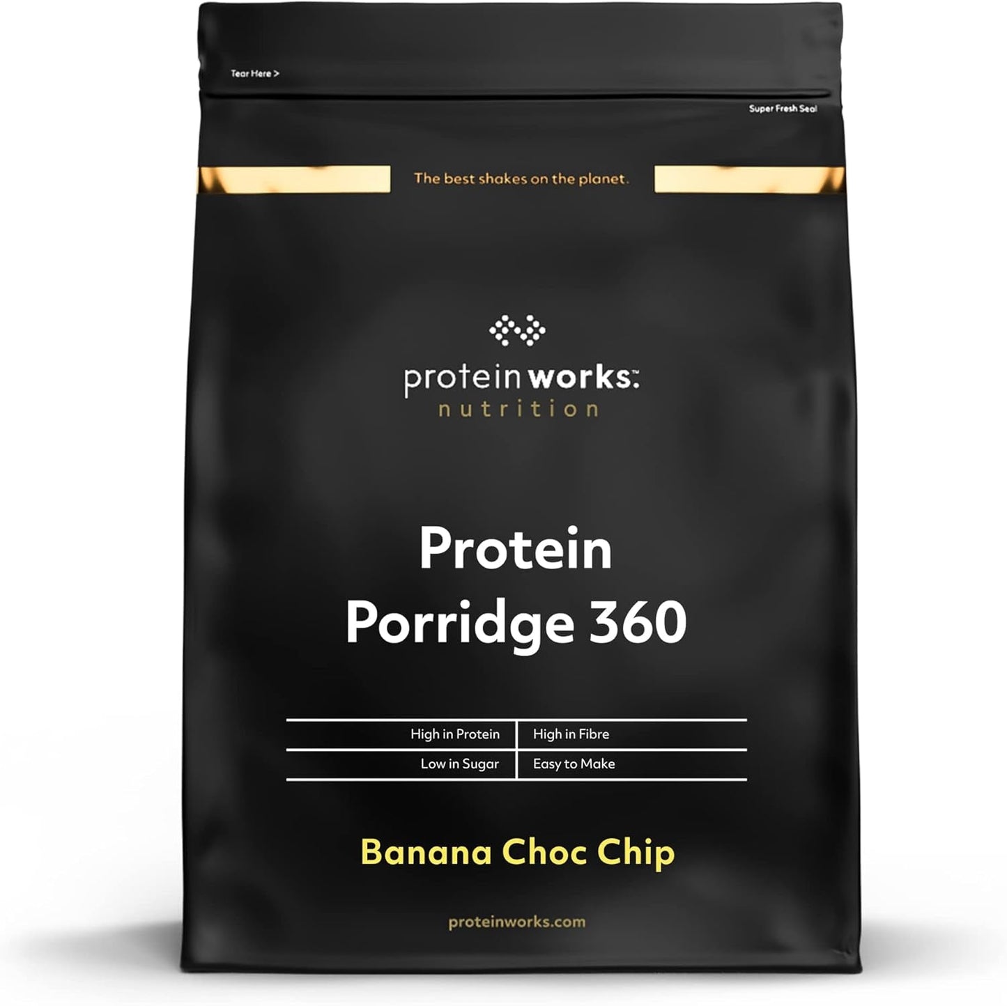 Protein Works - Protein Porridge 360​| Myt Ytterligare vitaminer och mineraler | Proteinreiches Frühstück | Kalorienarme Haferflocken | 6 portioner | Banan-choko-chips | 500G Cereal Naty Shop Standardtitel