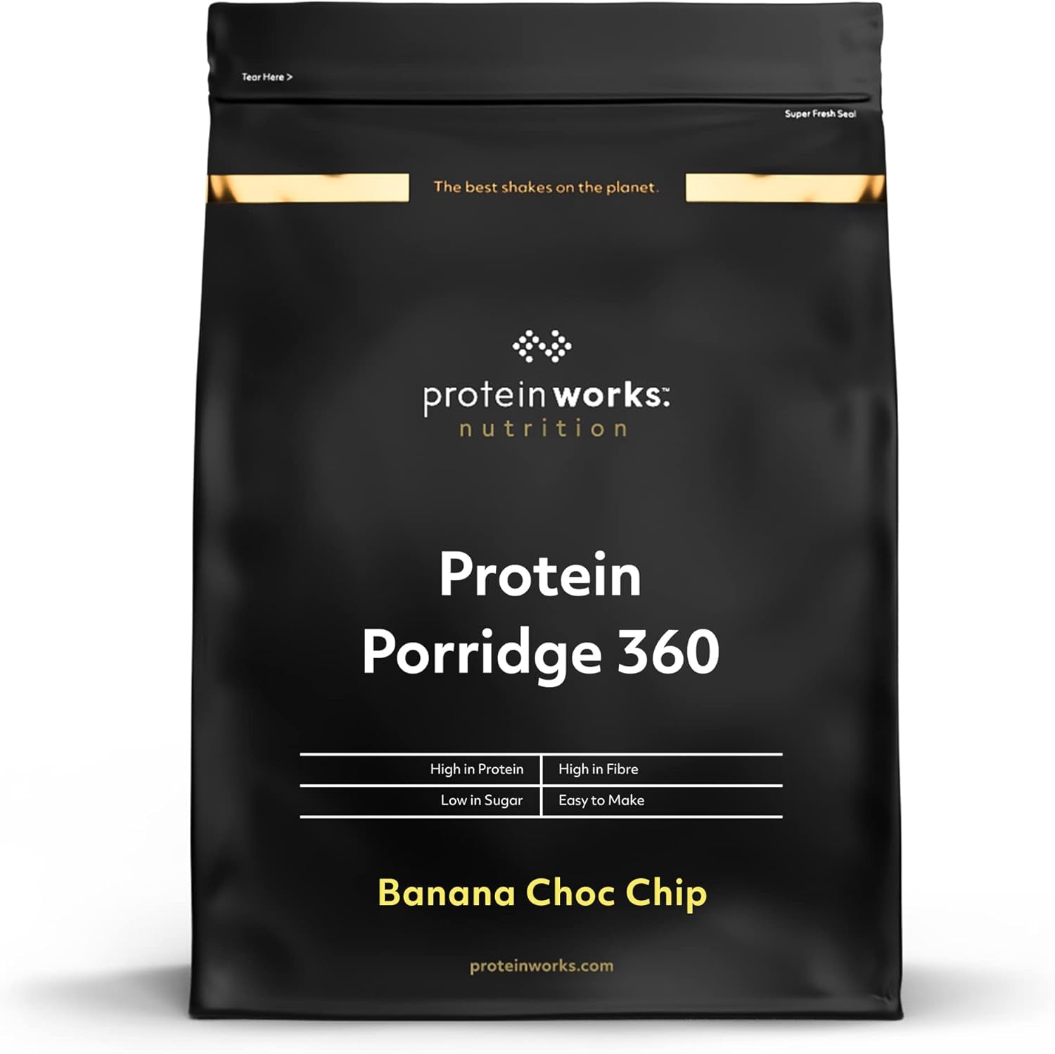 Protein Works - Protein Porridge 360​| Myt Ytterligare vitaminer och mineraler | Proteinreiches Frühstück | Kalorienarme Haferflocken | 6 portioner | Banan-choko-chips | 500G Cereal Naty Shop Standardtitel