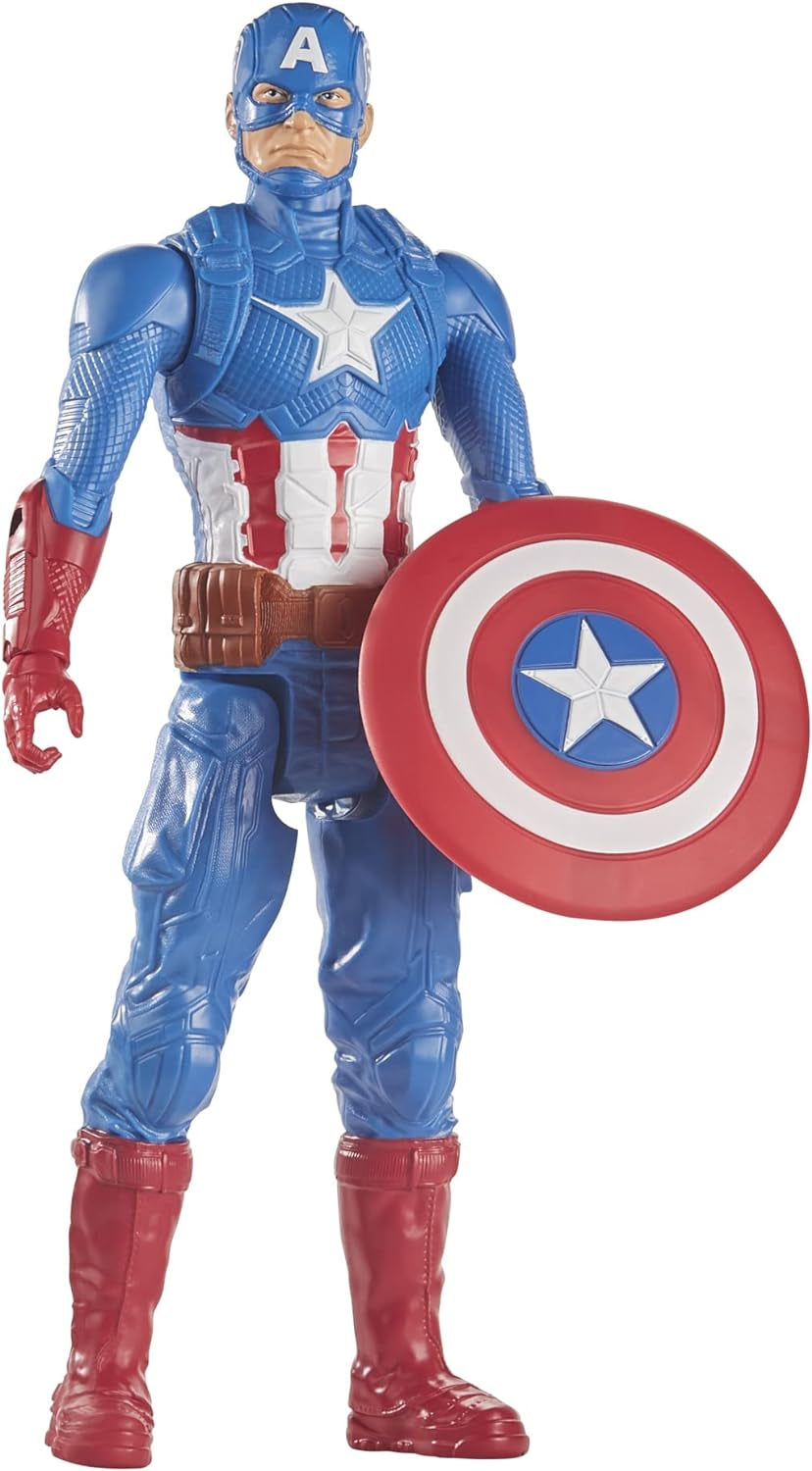 Marvel Avengers Titan Hero Series Blast Gear Captain America Actionfigur 30 cm stor leksak för 4+ år gammal Blå actionfigurer Naty Shop