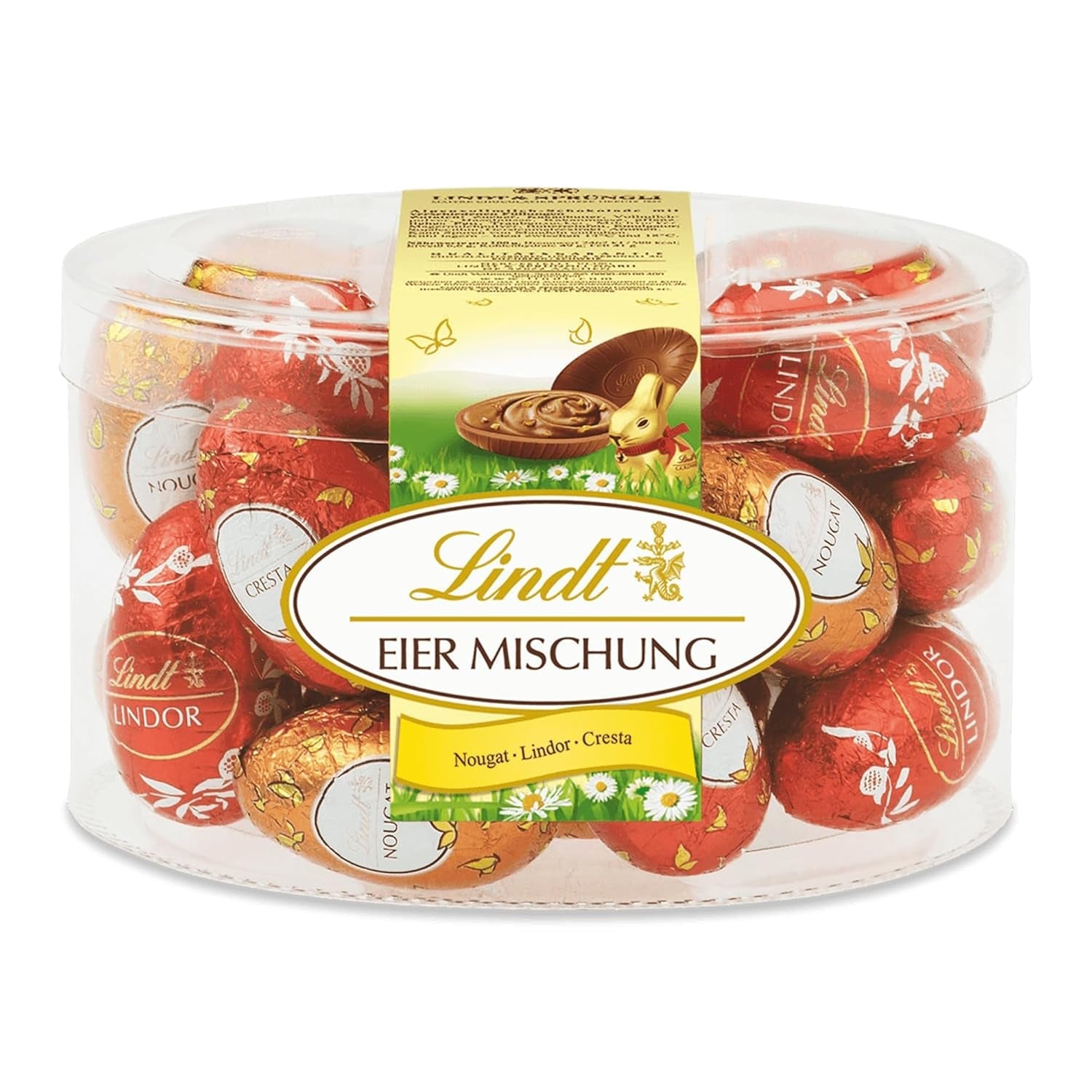 Lindt Chokladägg Sortiment | 450 g påse | 9x LINDOR mjölkchoklad, 8x Nougat, 8x Cresta | Olika färgade chokladägg till påsk | Påskchoklad | Gåva av choklad | Fina påskägg