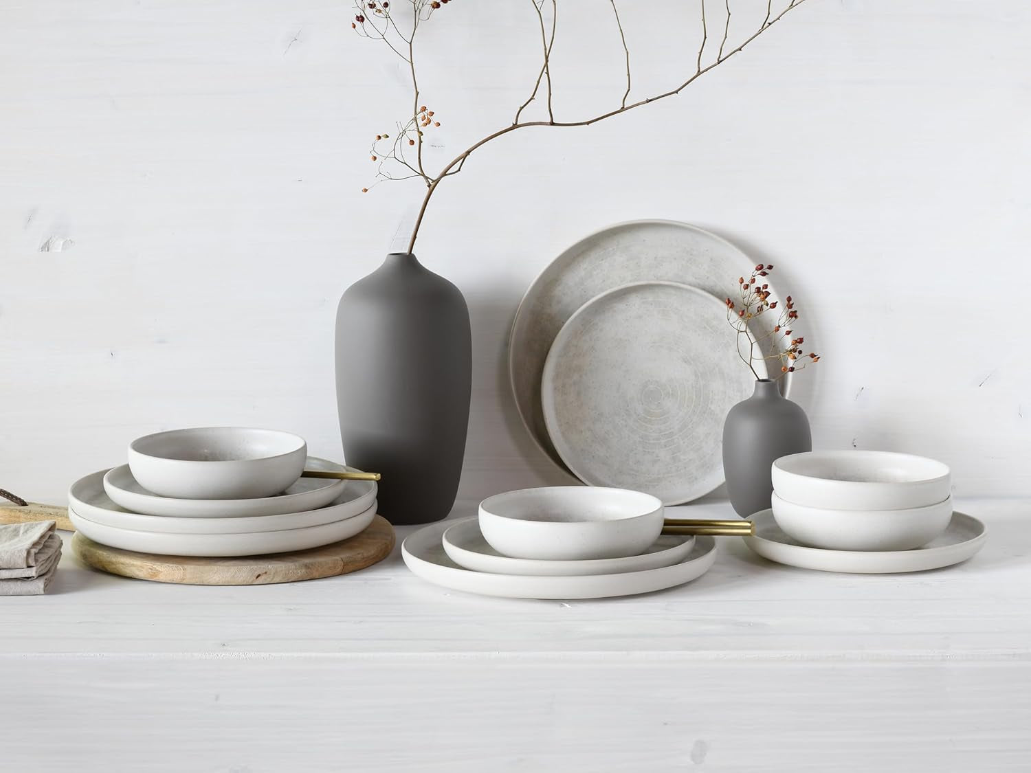 CreaTable, 23714, Uno Athena-serien, 12-delad servisset för 4, porslinstallrikar, diskmaskin och mikrovågssäker, tillverkad i Portugal