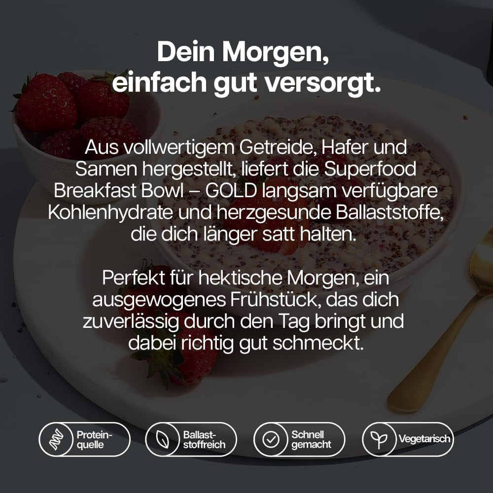 Protein fungerar | Superfood Frukost - GULD Innovation, prisbelönt spannmål, proteinmüsli, näringsrik med spannmål, frön och havre, fiberrik, äpple och kanel, 10 portioner, 600 g