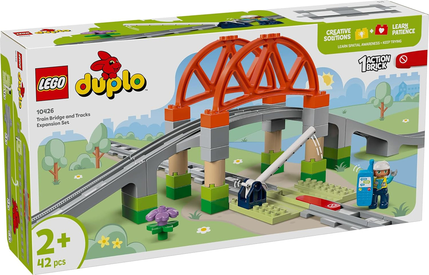 LEGO DUPLO Town Järnvägsbro och spår - Expansionsset, present till barn från 2 år, bygg- och återuppbyggnadsset, förskola utvecklingsset, pedagogisk leksak 10426 Byggset Besuche den LEGO-Store