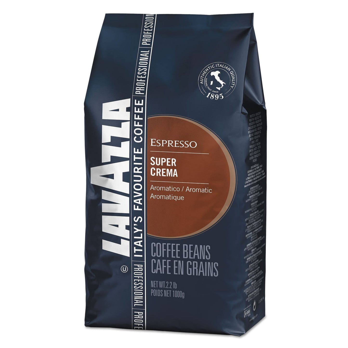 Lavazza Espresso Super Crema kaffe, hela bönor, malet kaffe, 1000g