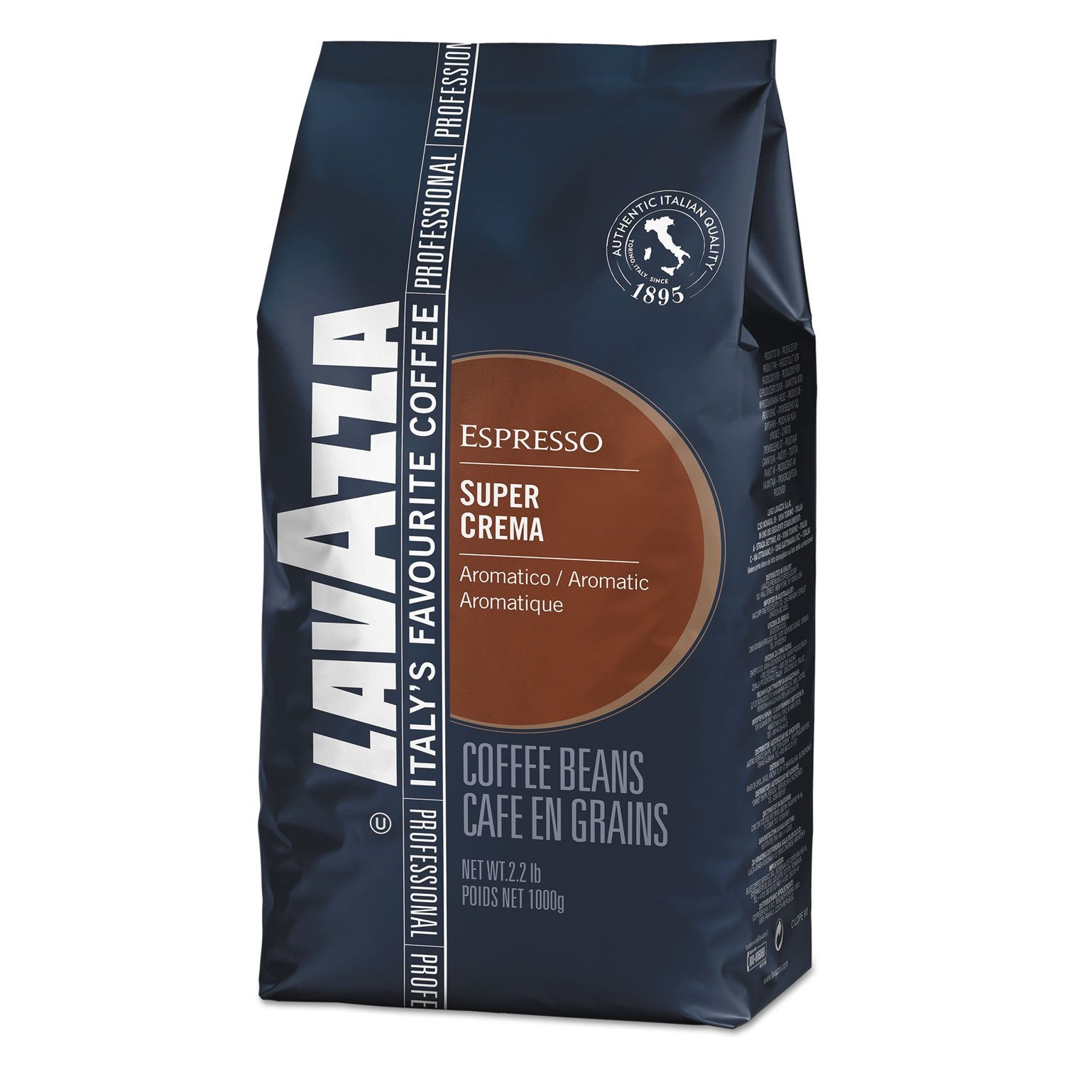 Lavazza Espresso Super Crema kaffe, hela bönor, malet kaffe, 1000g