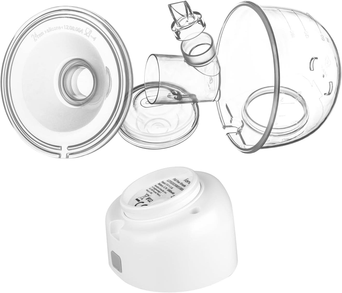 Enkel elektrisk bröstmjölkspump LIONELO Fidi Free 180 ml, bärbar pump med 2 faser, energisparande 9 nivåer, 3 storlekar av silikontrattar Timer Tillbehör Mat och amning Bebe Naty Shop