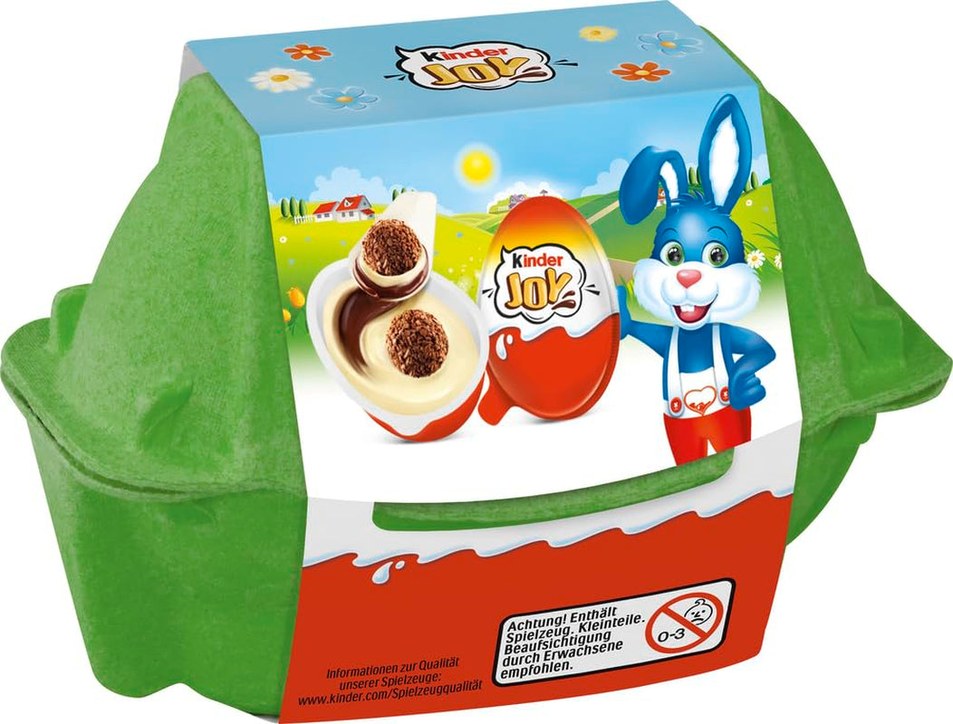 Kinder Joy-paket om 2 - Ena halvan med läcker mjölk- och kakaokräm och knapriga bollar, och den andra halvan med en stor överraskning - Påskchoklad, påskgodis - Påskpresent - 40g