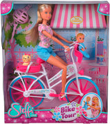 Simba 105739050 - Steffi Love Bike Tour, Steffi och Evi i sitt trevåningsslott med gunga, möbler och massor av tillbehör, 40 stycken, 102x90x38cm, för barn från 3 år och uppåt