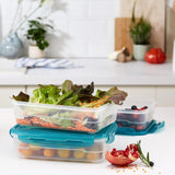 Amazon Basics frysbehållare i ett set, med lock, läckagesäkra, stapelbara, kyl/frys, BPA-fri, plast-, mikrovågs- och diskmaskinssäker, 3 x 1,2 l, klara matförvaringslådor Naty Shop