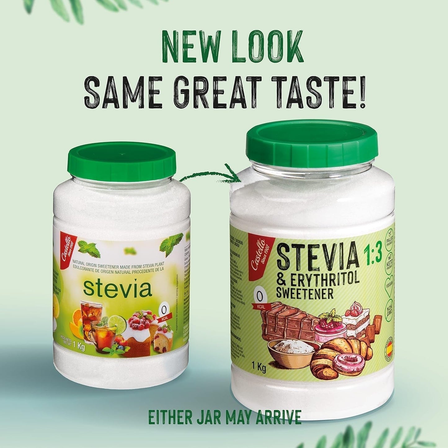 Stevia + Erythritol 1:3 Süßstoff | 1G = 3G Zucker | 100% Natürlicher Zuckerersatz - 0 Kalorien - 0 Glykämischer Index - Keto Und Paleo - 0 Netto-Kohlenhydrat - Kein GVO - Castello sedan 1907-1 Kg Sweeteners Naty Shop